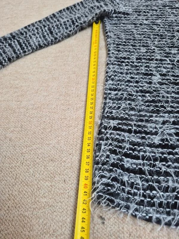 Suéter vintage con cremallera negro y blanco texturizado talla única – photo 4